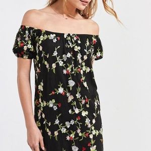 Urban Outfitters LBD Lace Floral Embroidered Babydoll Mini Dress